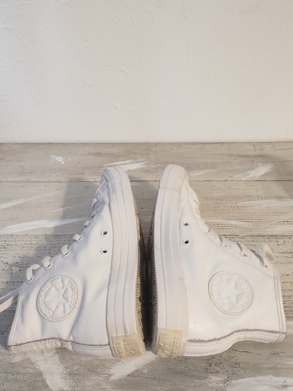 Converse unisex All-Star Chuck Taylor Trainers Hi Top Triple White Leather - Picture 8 of 16